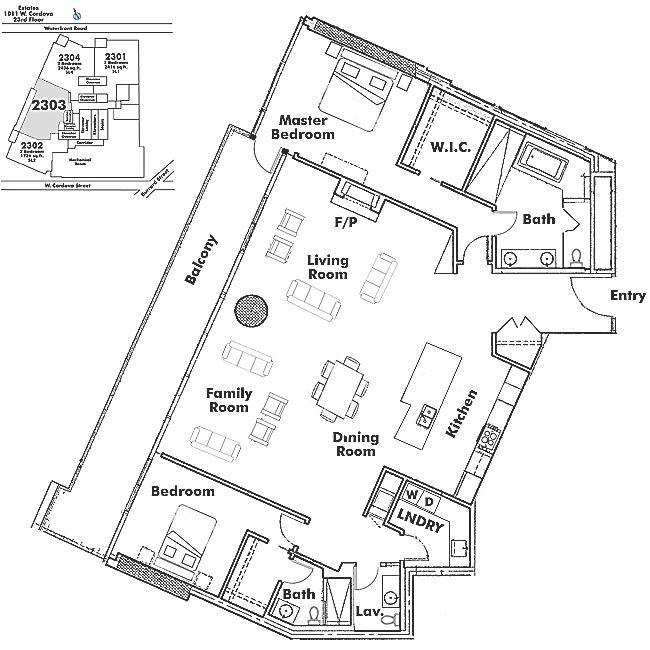 2303 1011 W CORDOVA STREET, Vancouver, BC Floor Plan