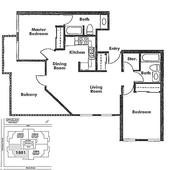 1801 811 HELMCKEN STREET, Vancouver, BC Floor Plan