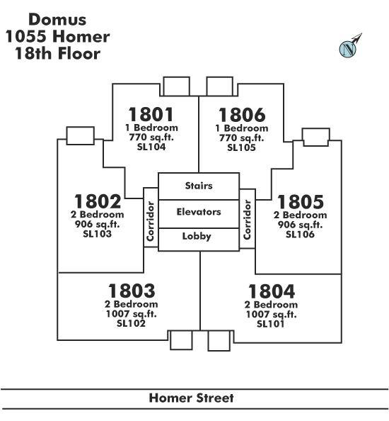 1806 1055 HOMER STREET, Vancouver, BC Floor Plate