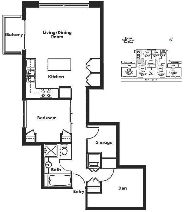302 1055 HOMER STREET, Vancouver, BC Floor Plan