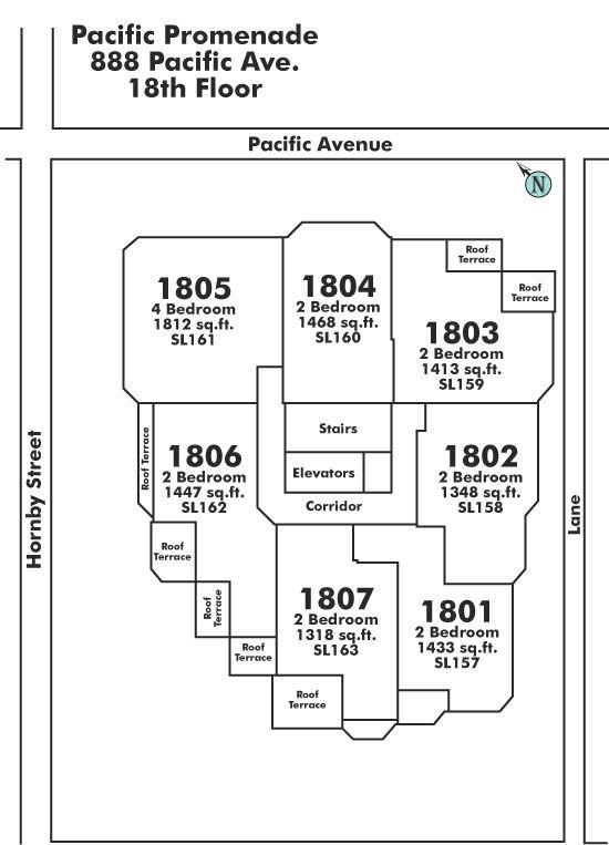 1806 888 PACIFIC STREET, Vancouver, BC Floor Plate