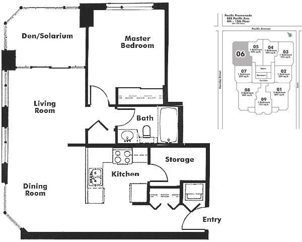 906 888 PACIFIC STREET, Vancouver, BC Floor Plan