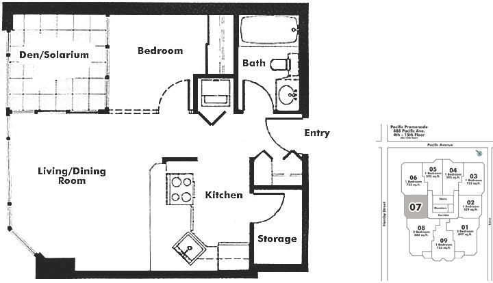 1007 888 PACIFIC STREET, Vancouver, BC Floor Plan