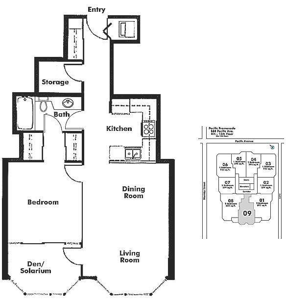 709 888 PACIFIC STREET, Vancouver, BC Floor Plan