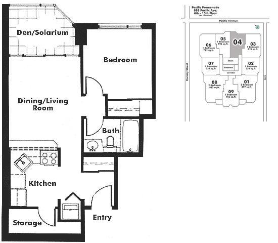 504 1488 Hornby Street, Vancouver, BC Floor Plan