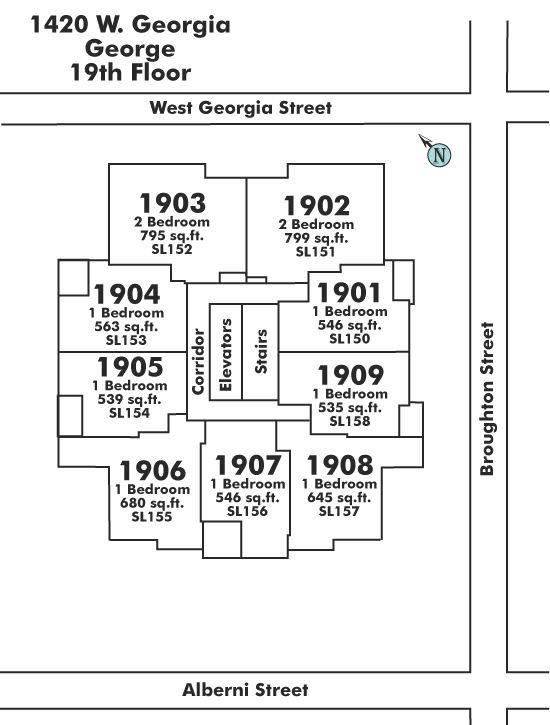 1901 1420 W GEORGIA STREET, Vancouver, BC Floor Plate