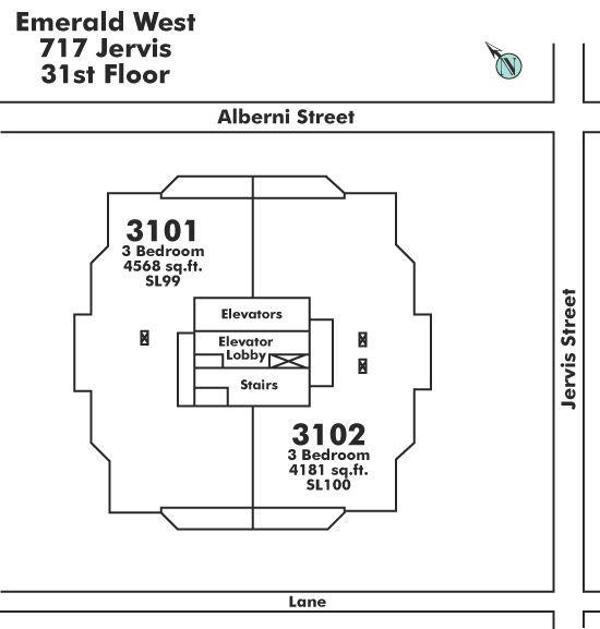 3102 717 JERVIS STREET, Vancouver, BC Floor Plate