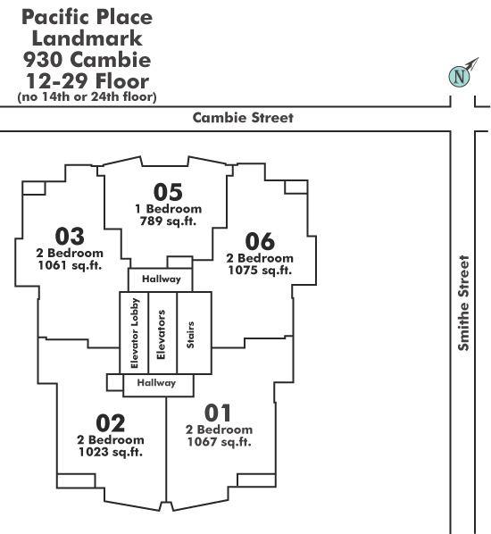 2506 930 CAMBIE STREET, Vancouver, BC Floor Plate