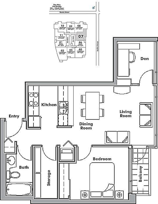 1207 928 BEATTY STREET, Vancouver, BC Floor Plan