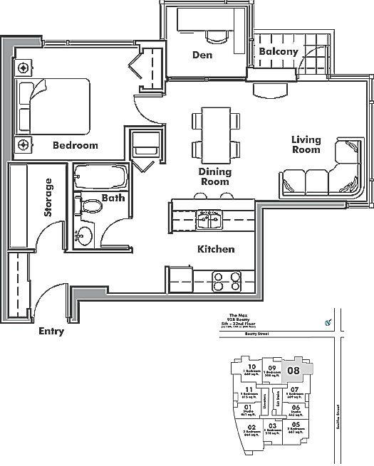 2308 939 EXPO BOULEVARD, Vancouver, BC Floor Plan