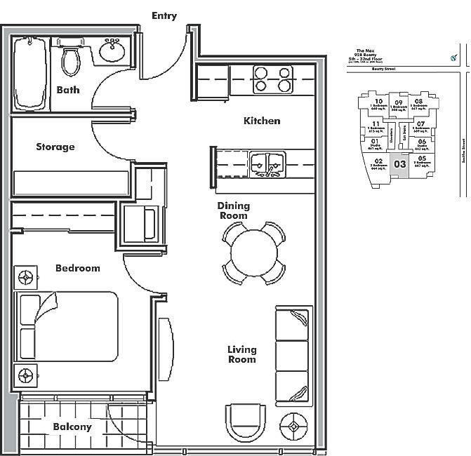 2903 928 BEATTY STREET, Vancouver, BC Floor Plan