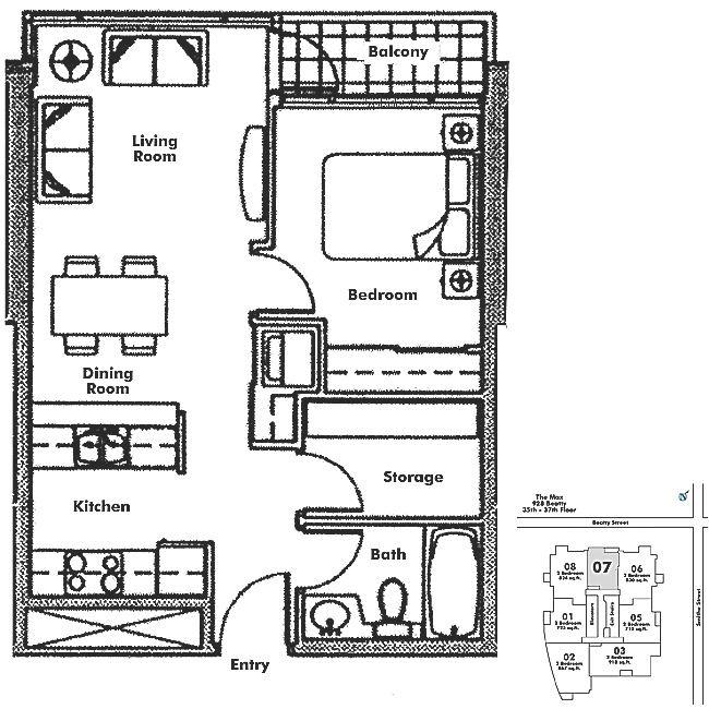 3507 928 BEATTY STREET, Vancouver, BC Floor Plan