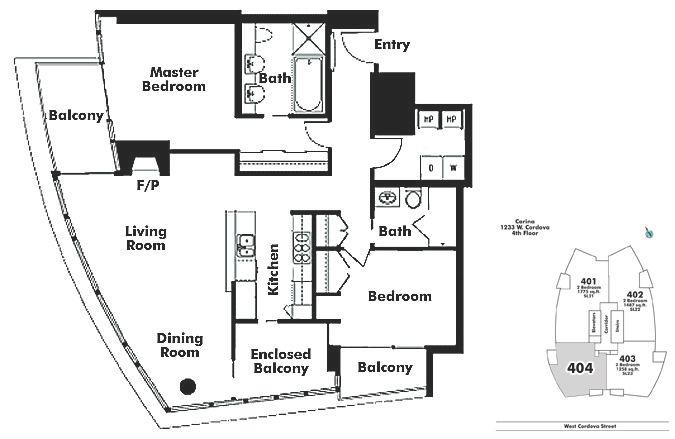 404 1233 W CORDOVA STREET, Vancouver, BC Floor Plan