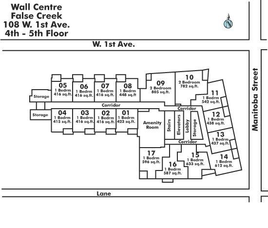 465 108 W 1ST AVENUE, Vancouver, BC Floor Plate