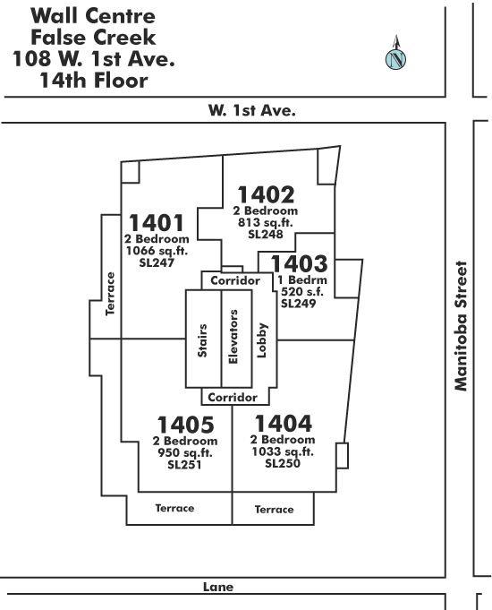 1404 138 W 1ST AVENUE, Vancouver, BC Floor Plate