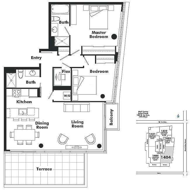 1404 138 W 1ST AVENUE, Vancouver, BC Floor Plan