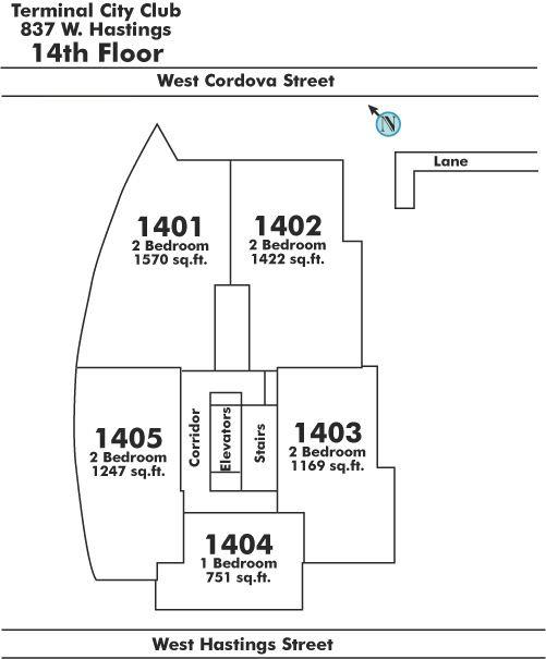 1402 837 Hastings Street, Vancouver, BC Floor Plate
