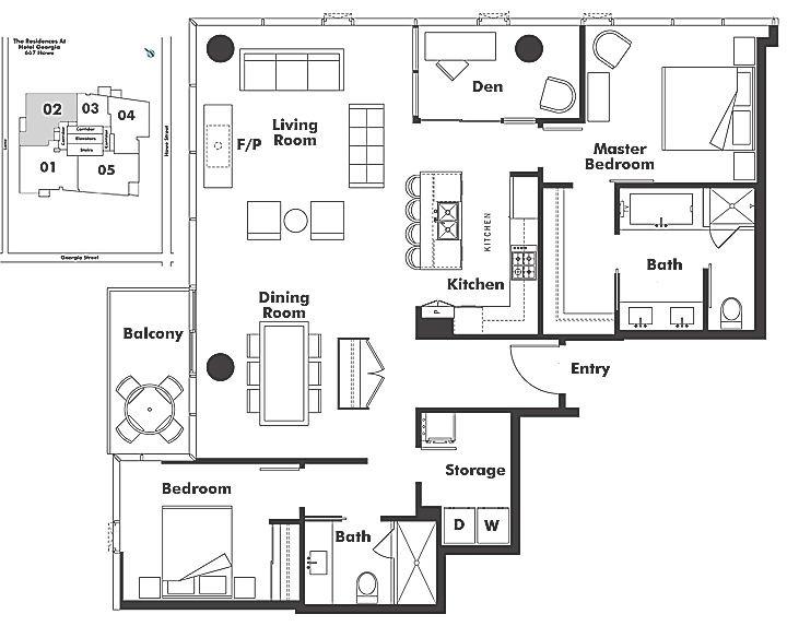 3002 667 HOWE STREET, Vancouver, BC Floor Plan