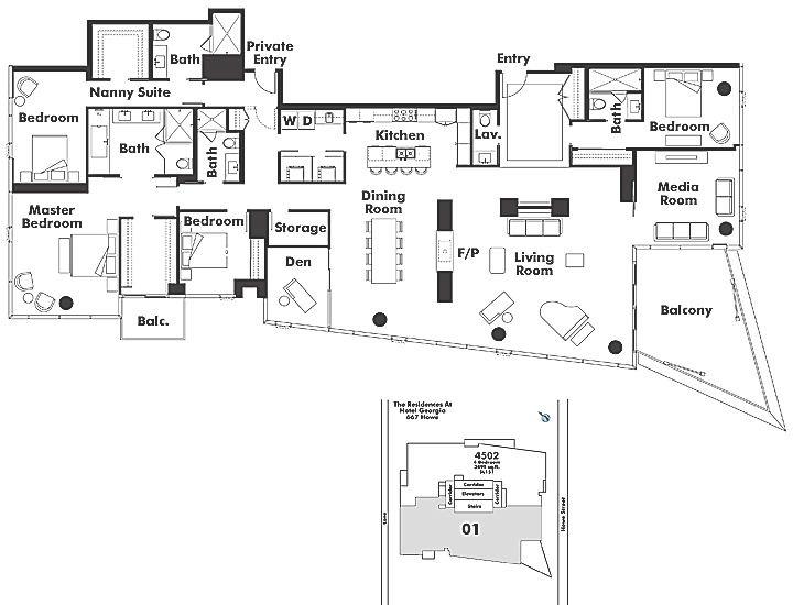 4601 667 Howe Street, Vancouver, BC Floor Plan