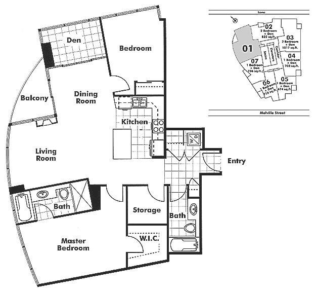 2201 1189 MELVILLE STREET, Vancouver, BC Floor Plan