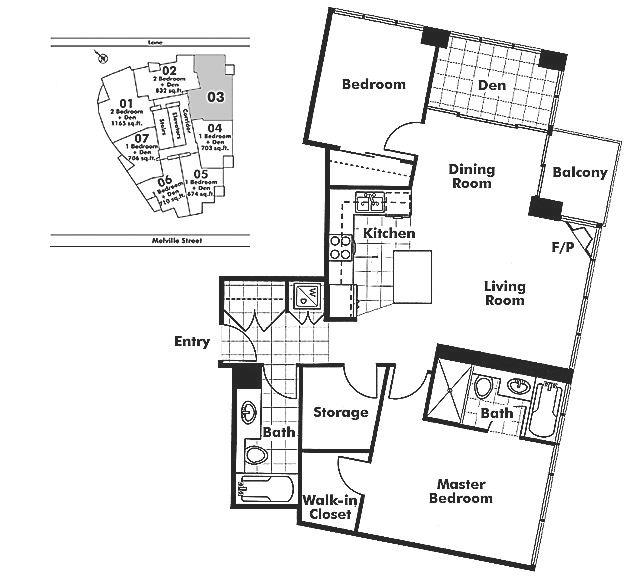 3303 1189 MELVILLE STREET, Vancouver, BC Floor Plan