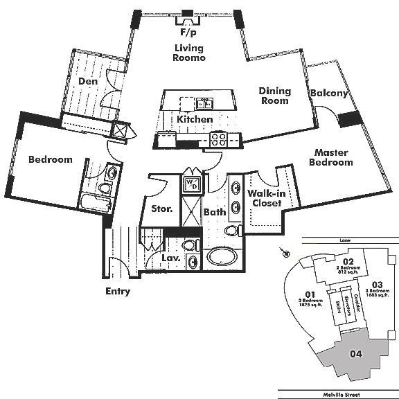 3404 1189 Melville Street, Vancouver, BC Floor Plan