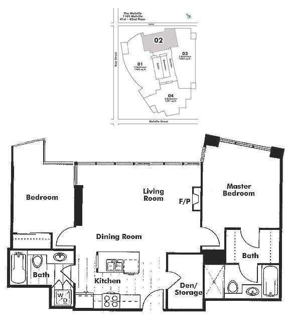 4202 1189 MELVILLE STREET, Vancouver, BC Floor Plan