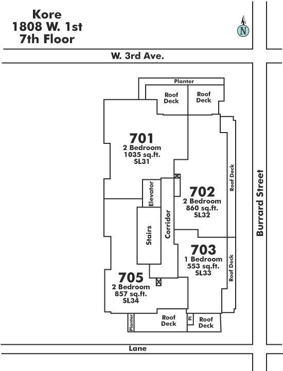 705 1808 W 3RD AVENUE, Vancouver, BC Floor Plate