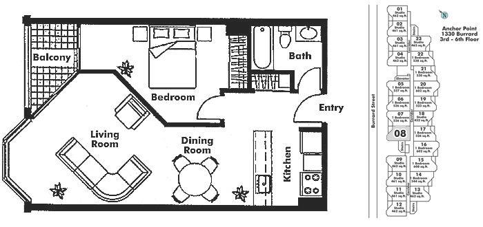 508 1330 Burrard Street, Vancouver, BC Floor Plan