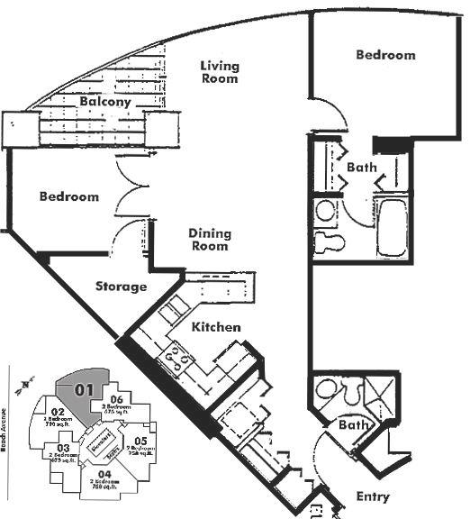 1401 907 BEACH AVENUE, Vancouver, BC Floor Plan