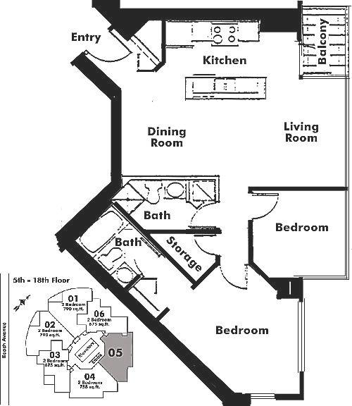 505 907 BEACH AVENUE, Vancouver, BC Floor Plan