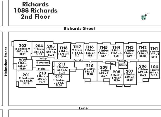 211 1088 RICHARDS STREET, Vancouver, BC Floor Plate