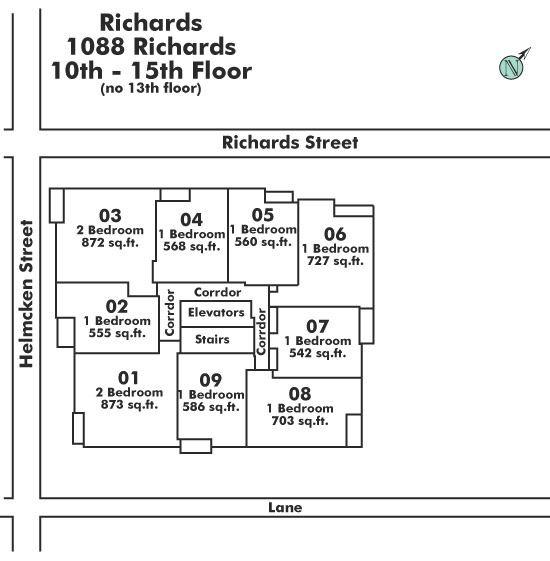1506 1088 RICHARDS STREET, Vancouver, BC Floor Plate