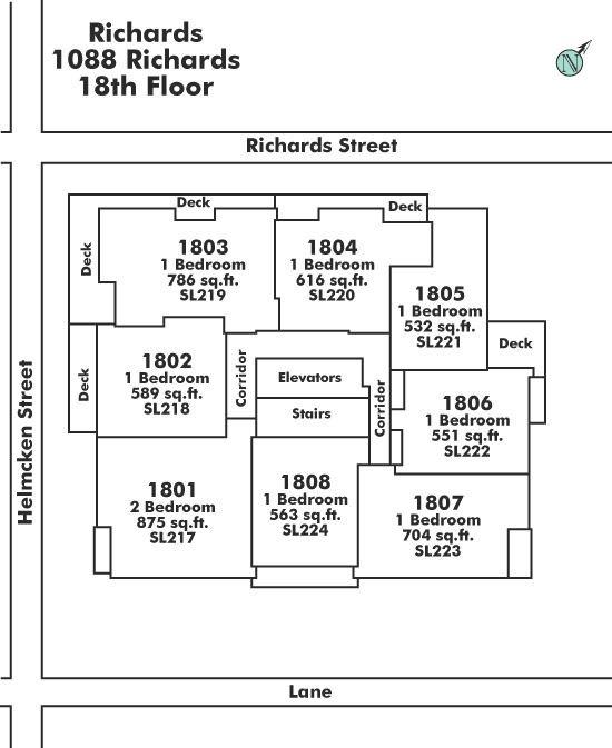 1801 1088 RICHARDS STREET, Vancouver, BC Floor Plate