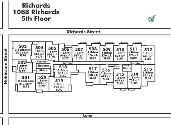 504 1088 RICHARDS STREET, Vancouver, BC Floor Plate