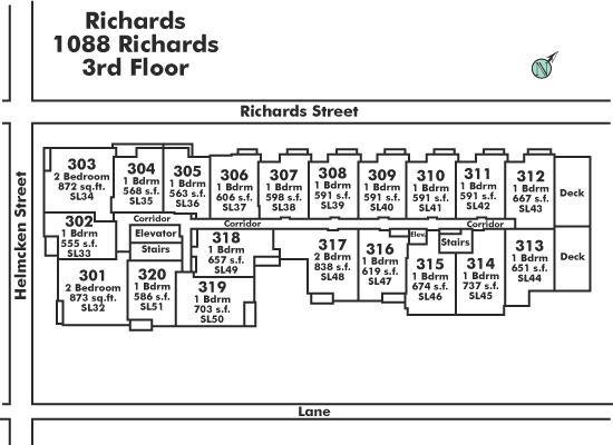 317 1088 RICHARDS STREET, Vancouver, BC Floor Plate