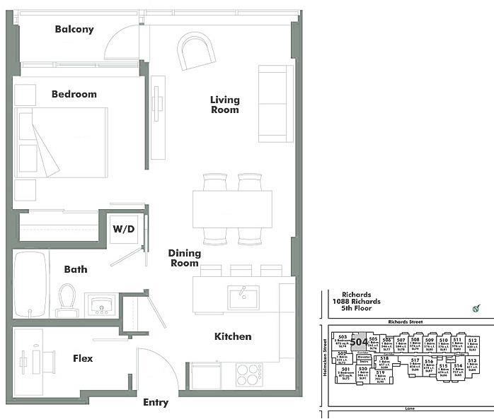 504 1088 RICHARDS STREET, Vancouver, BC Floor Plan