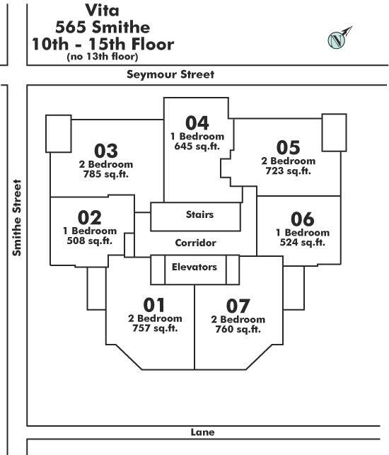 1502 565 SMITHE STREET, Vancouver, BC Floor Plate
