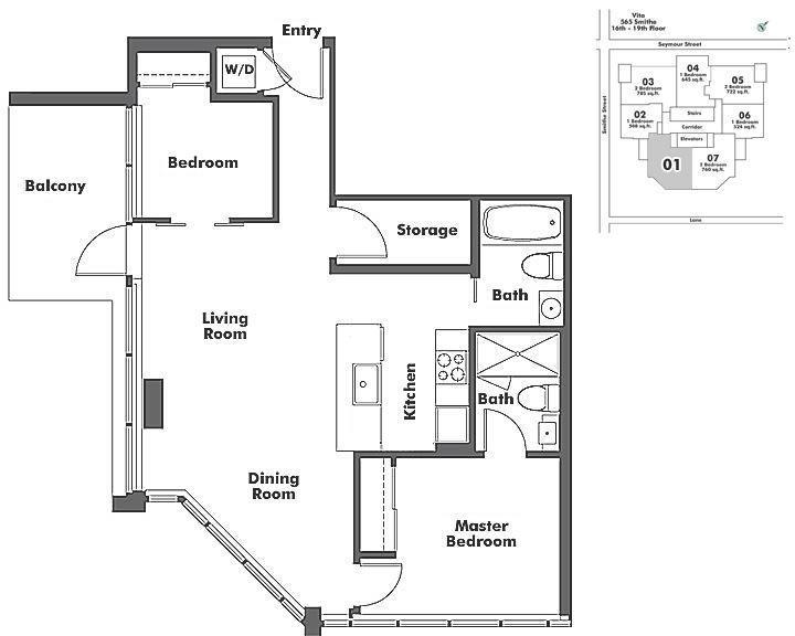 1701 565 SMITHE STREET, Vancouver, BC Floor Plan