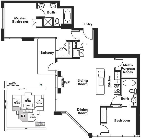 2201 565 SMITHE STREET, Vancouver, BC Floor Plan