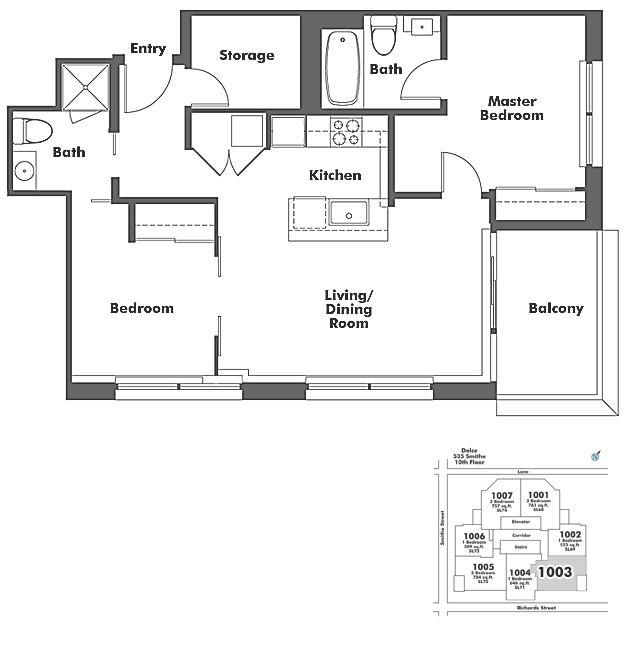 1703 535 SMITHE STREET, Vancouver, BC Floor Plan