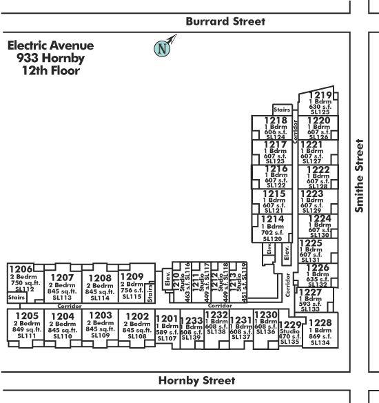 1233 933 HORNBY STREET, Vancouver, BC Floor Plate