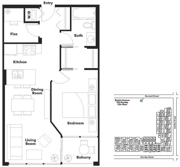 1233 933 HORNBY STREET, Vancouver, BC Floor Plan