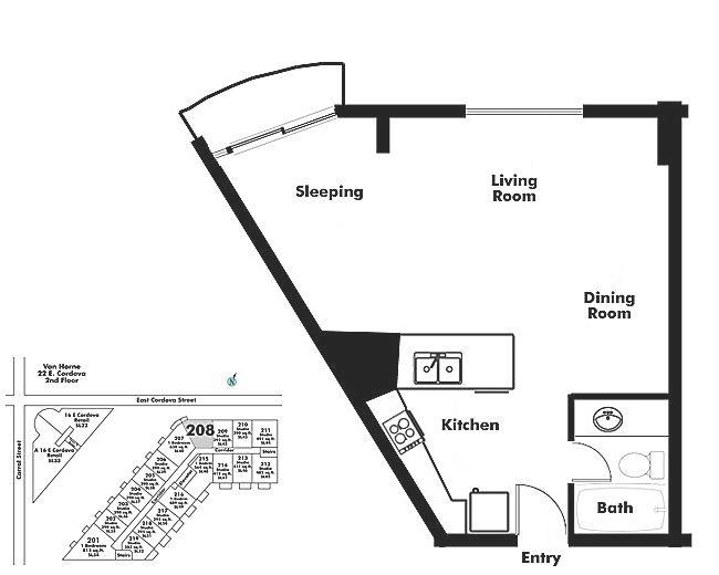 208 22 EAST CORDOVA STREET, Vancouver, BC Floor Plan
