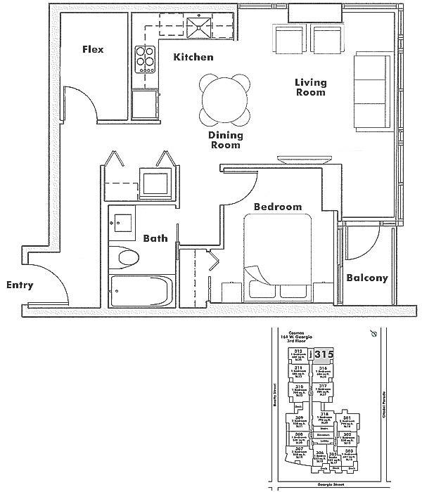 315 161 W GEORGIA STREET, Vancouver, BC Floor Plan