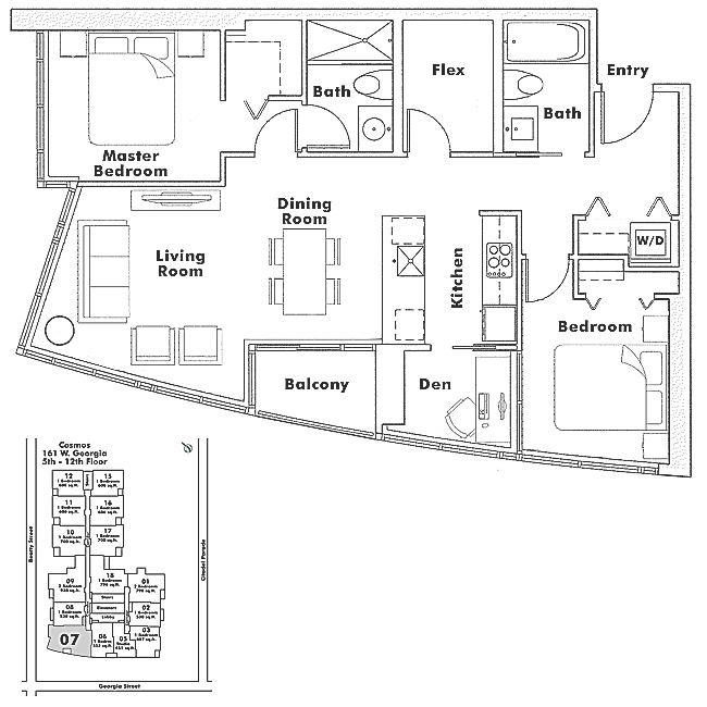 1207 161 W GEORGIA STREET, Vancouver, BC Floor Plan