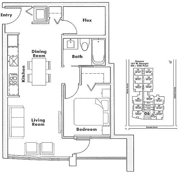 806 161 W GEORGIA STREET, Vancouver, BC Floor Plan