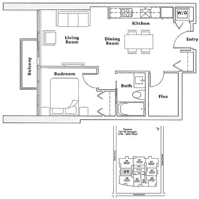 1909 161 W GEORGIA STREET, Vancouver, BC Floor Plan