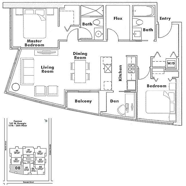 1808 161 W GEORGIA STREET, Vancouver, BC Floor Plan