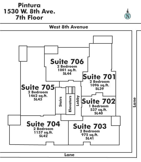 704 1530 W 8TH AVENUE, Vancouver, BC Floor Plate